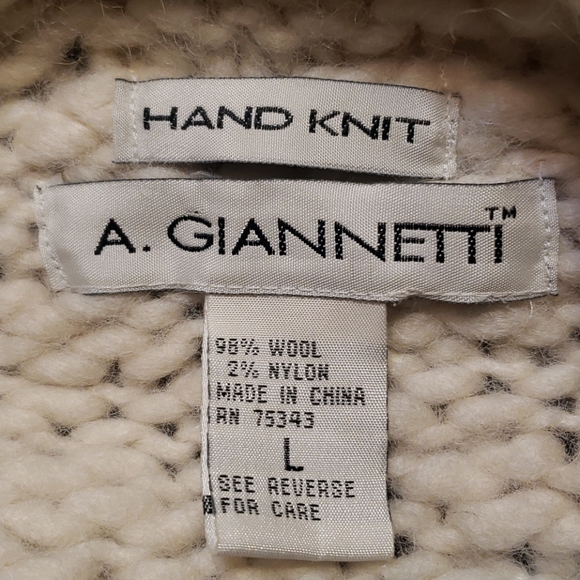 A. Gannetti Hand Knit Wool Chunky Cardigan L - Picture 5 of 5
